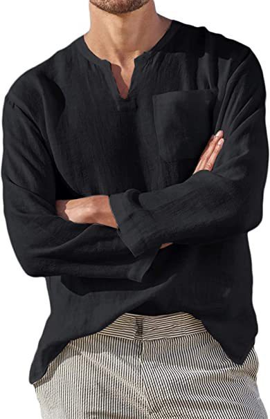 Men's Stylish Acetate Fibre Long Sleeve V-neck Shirt
