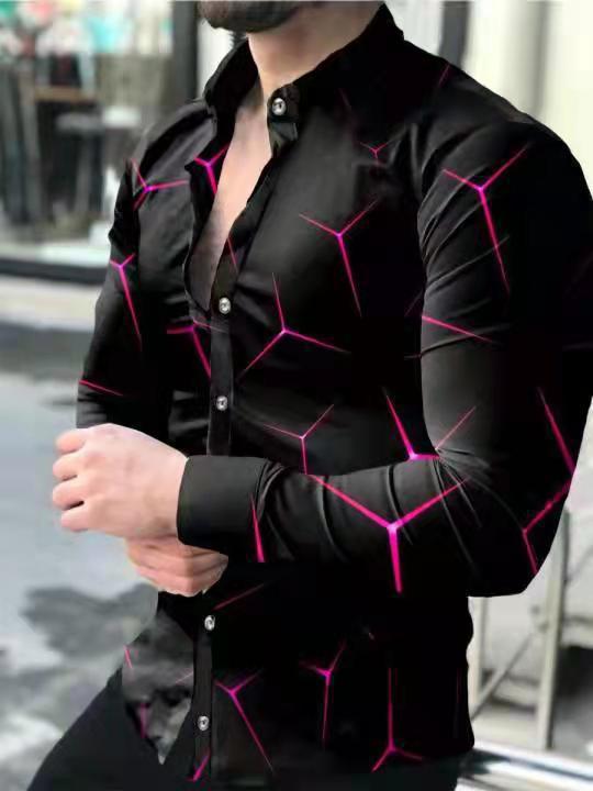 Youth Long Sleeve Shirt Casual Slim Fit Men European & American Fashion