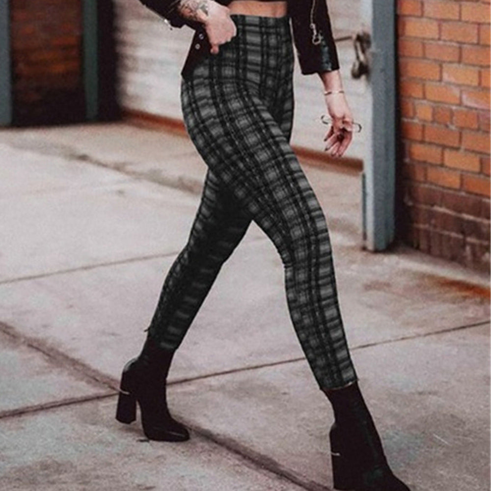 Women's Plaid Leggings Pants | Straight Type Pants
