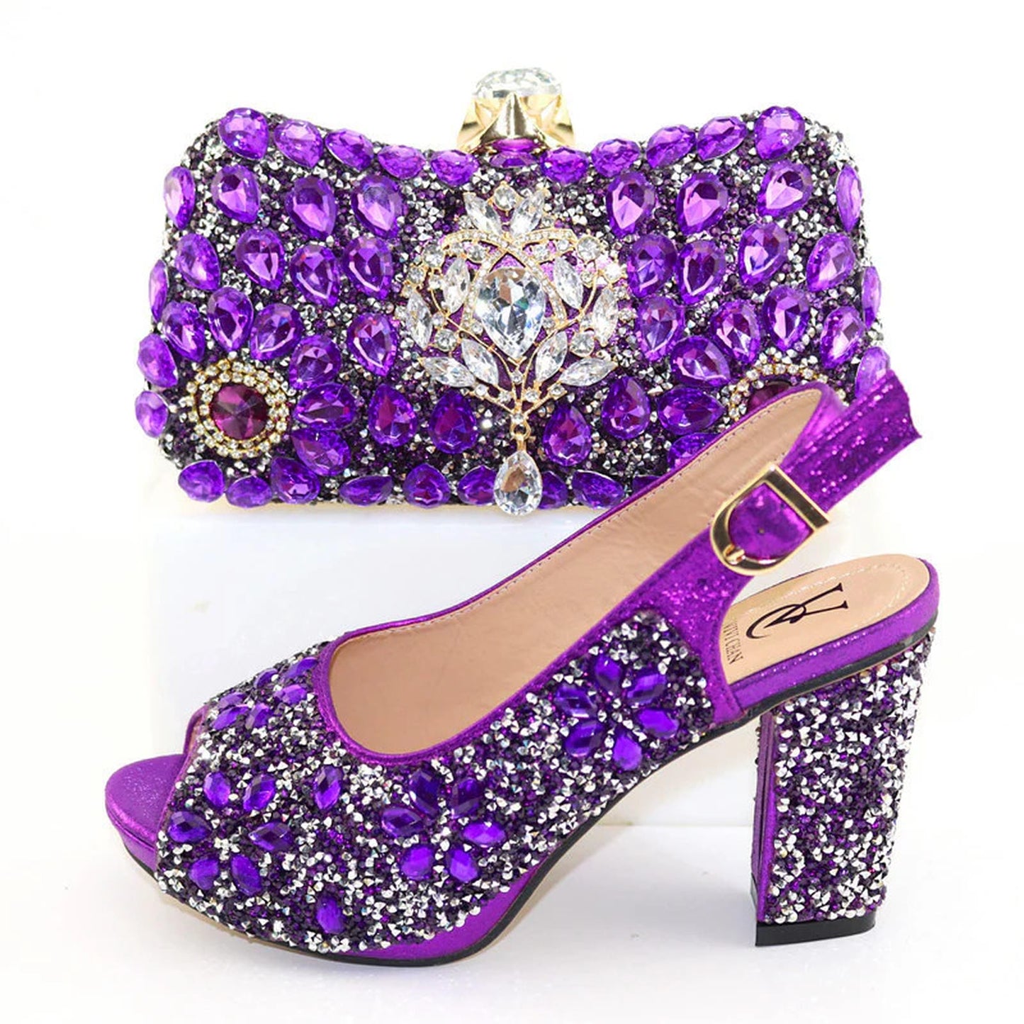 Women's Formal Heel Sandals For Night Club | Bag With Rhinestone Shoes.