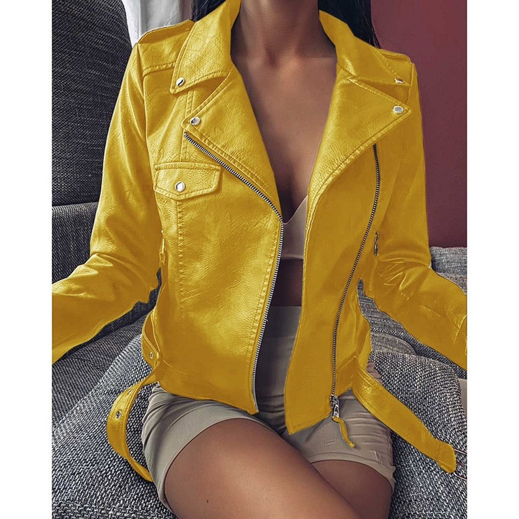 Stylish Leather Jacket For Women | Short PU Leather Motorcycle Coat