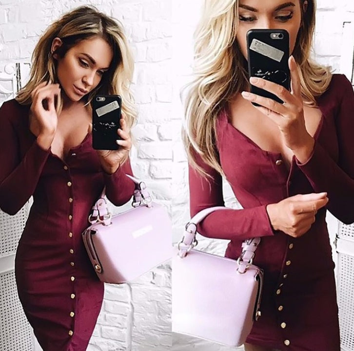 Women's Elegant Bodycon Slim Long Sleeve Dresses For Party Cocktail To Look Elegant