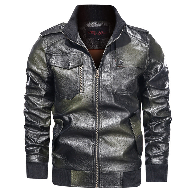Men s Leather Jacket Motorcycle Jacket | Casual Coat