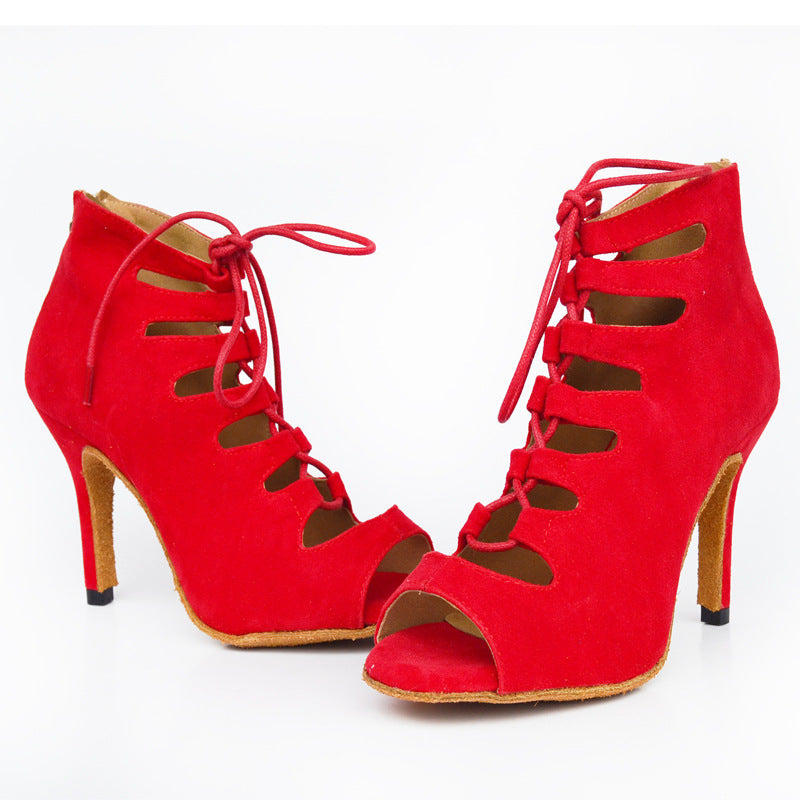 Ladies Mid-High-Heel Soft-Soled Comfortable Dancing Red Shoes