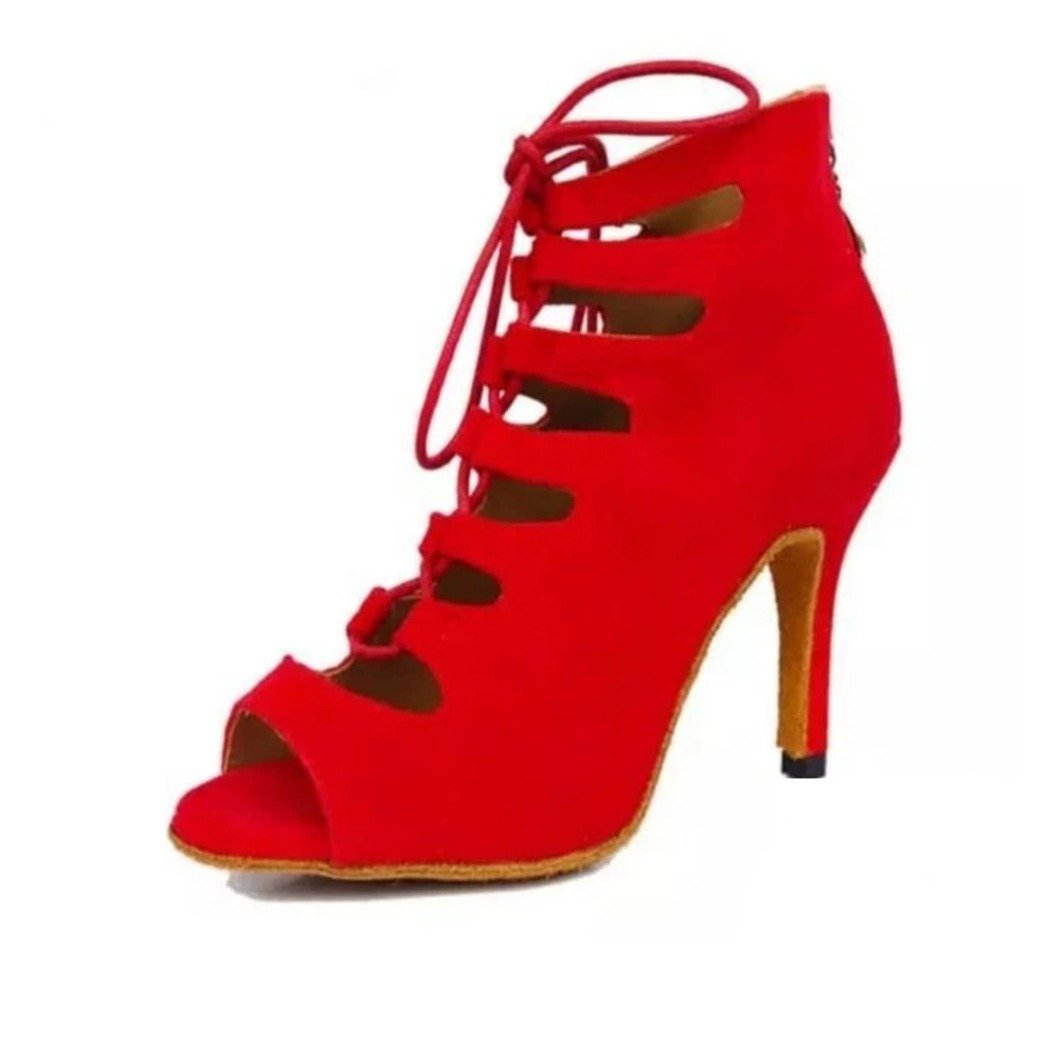 Ladies Mid-High-Heel Soft-Soled Comfortable Dancing Red Shoes