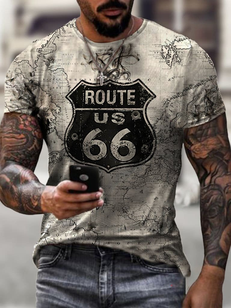 Summer Men's Printed Casual Short Sleeved Top T-Shirt