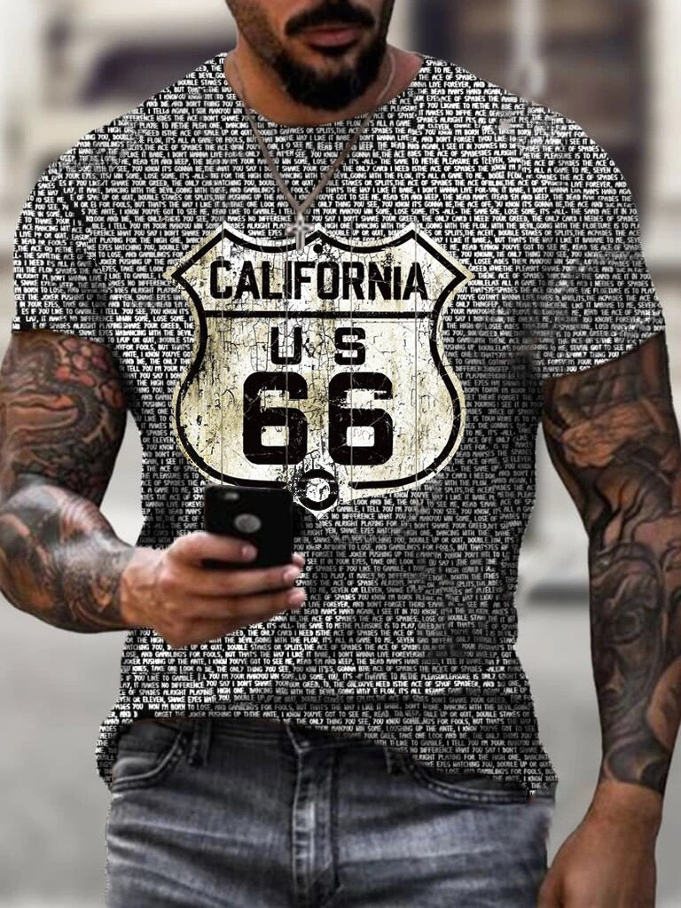 Summer Men's Printed Casual Short Sleeved Top T-Shirt