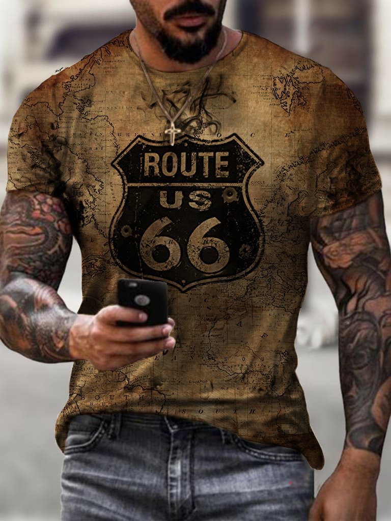 Summer Men's Printed Casual Short Sleeved Top T-Shirt