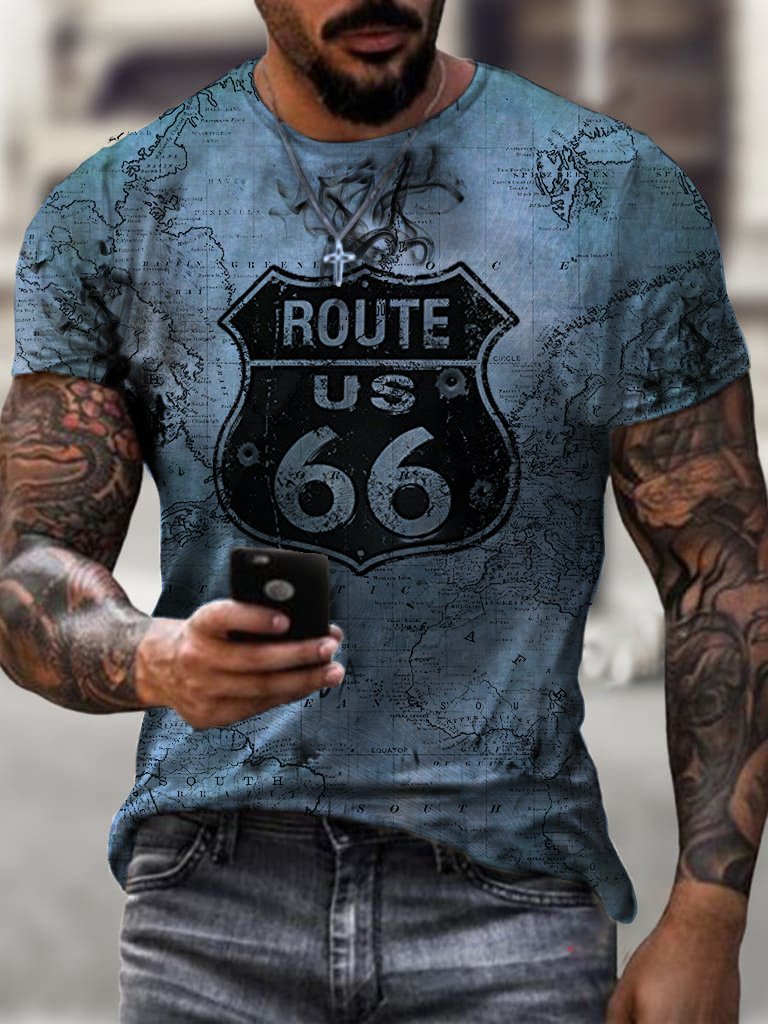 Summer Men's Printed Casual Short Sleeved Top T-Shirt