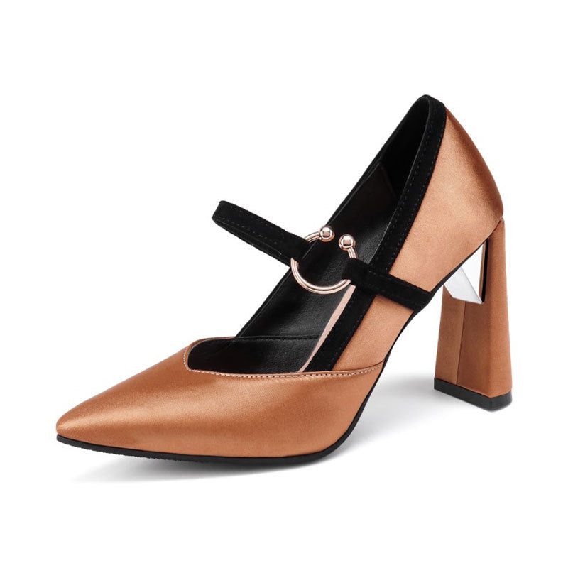 Womens Pumps Mary Jaen Stiletto High Heels Strange Pointed Toe | Red Green Champagne Yellow Black