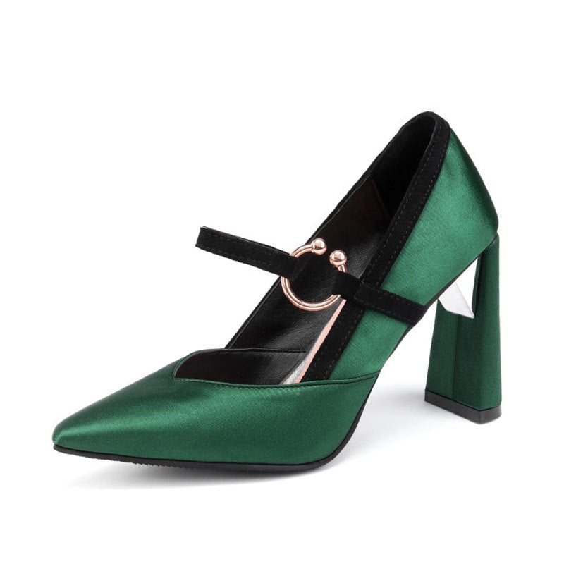 Womens Pumps Mary Jaen Stiletto High Heels Strange Pointed Toe | Red Green Champagne Yellow Black