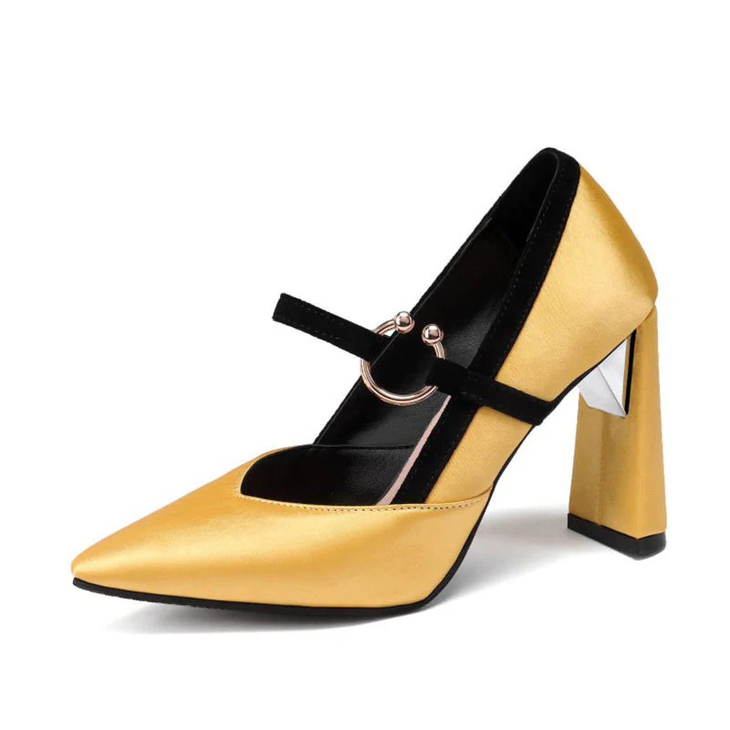 Womens Pumps Mary Jaen Stiletto High Heels Strange Pointed Toe | Red Green Champagne Yellow Black