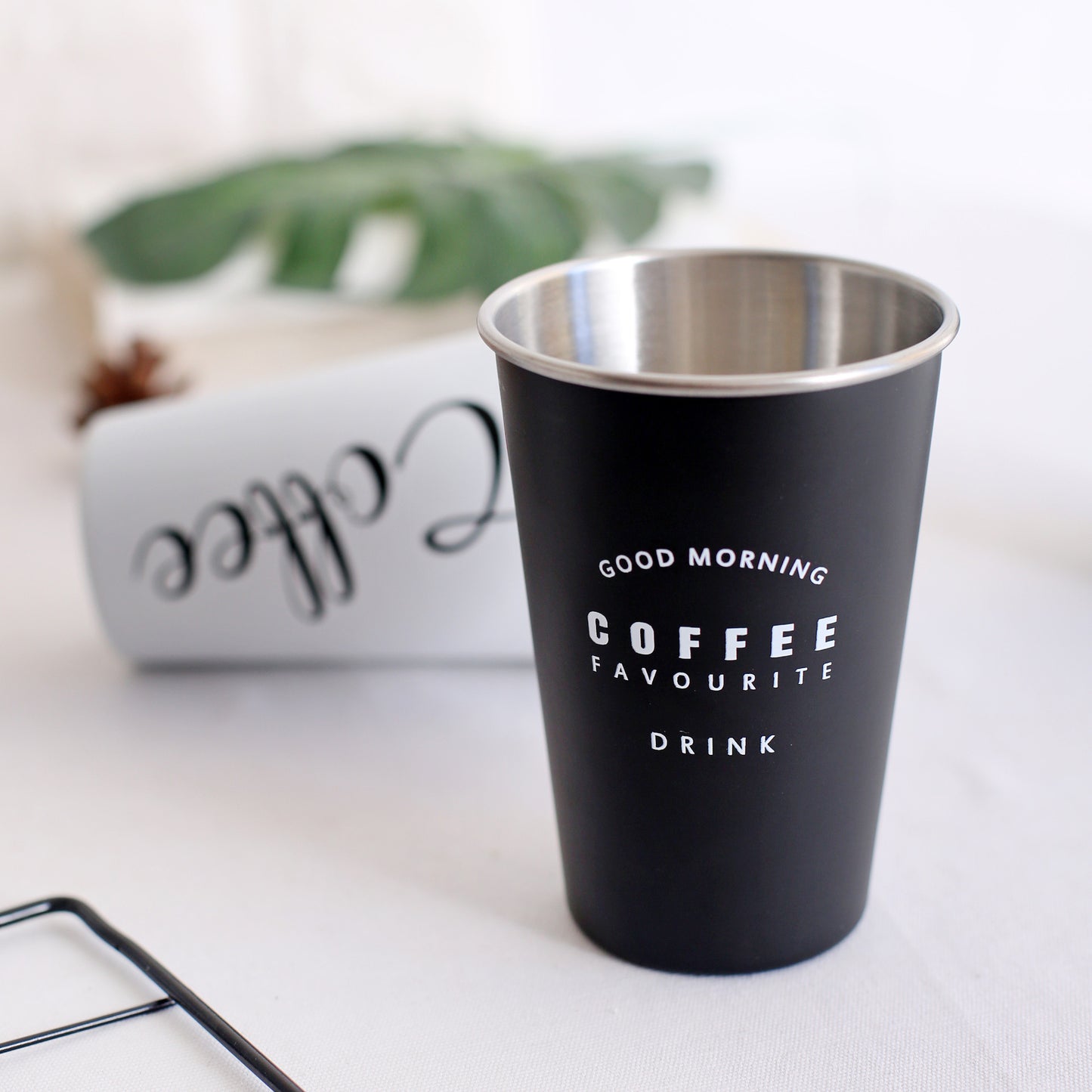 Coffee ROKEN Stainless Steel Cups with Lids 350ML To Start The Day