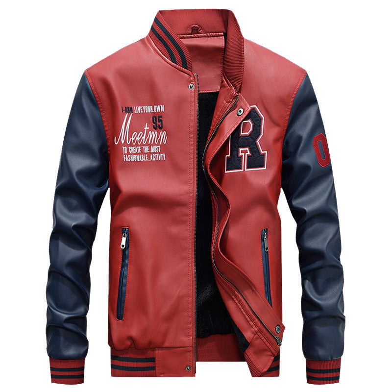 Men's Yellow PU Leather Casual jacket For University Outfit
