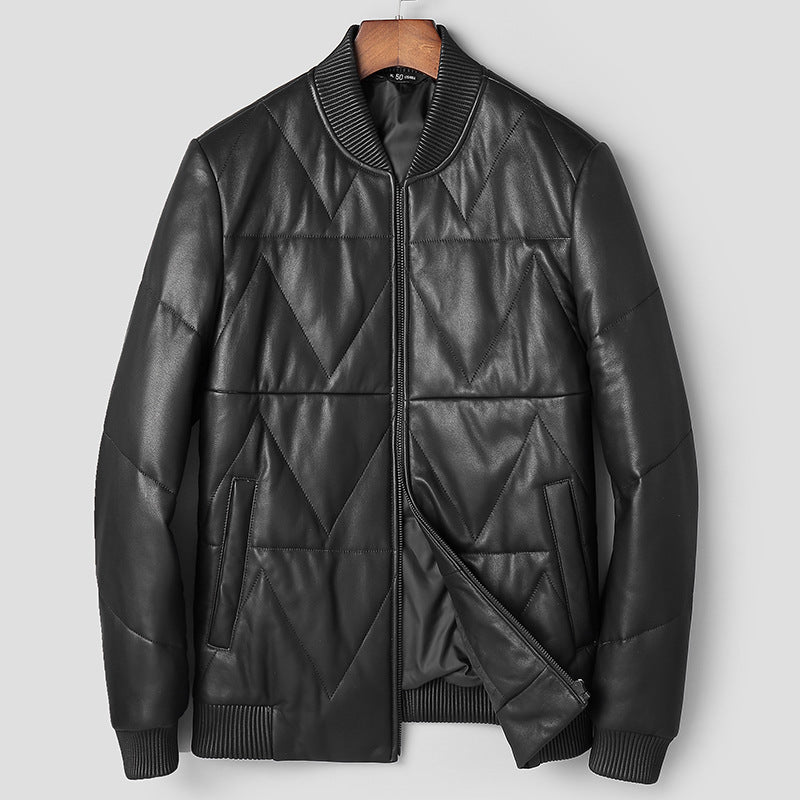Men's Down Leather Coat | Youth Leather Jacket | High Quality Blazer