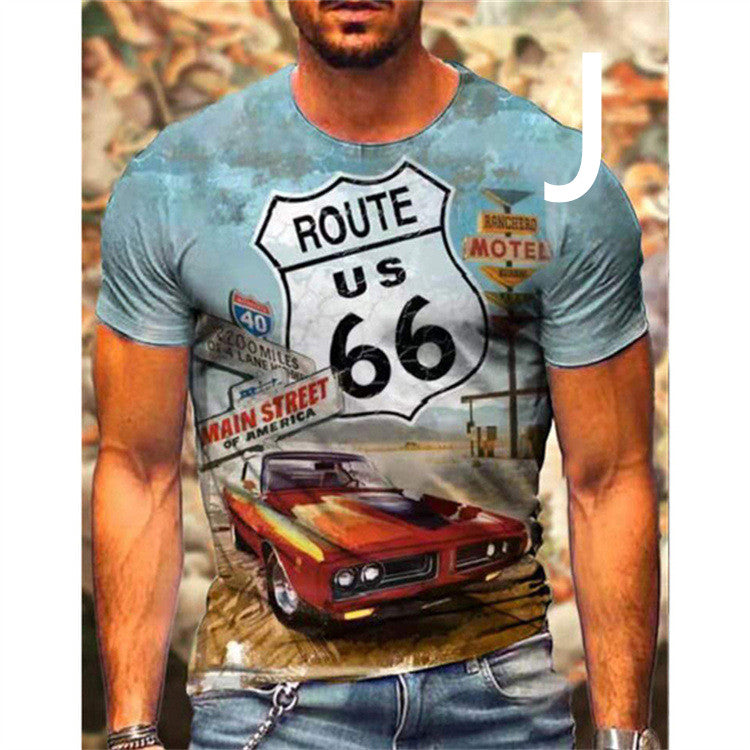 Men's T-shirt Car Highway Motorcycle Hip Hop For Summer