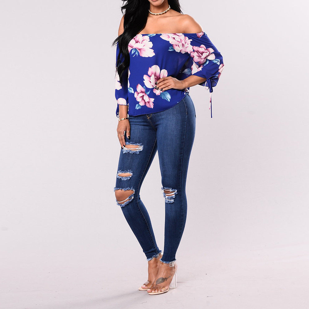 Ripped Slim Slim Pants Dark Temperament Denim Pants