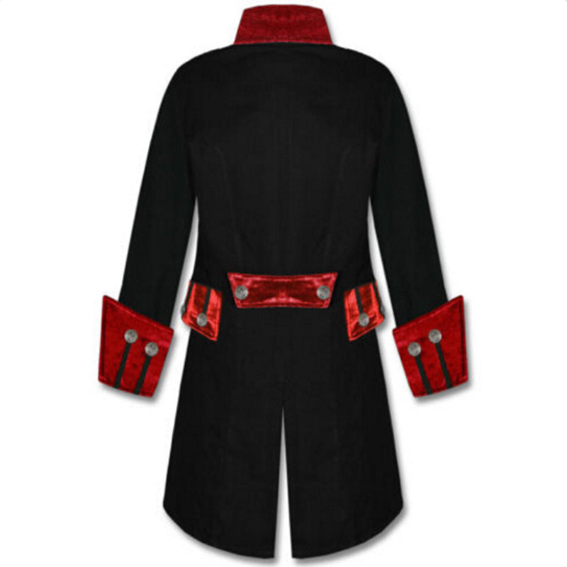 Men's colorful, vintage steampunk coat. Red and black.