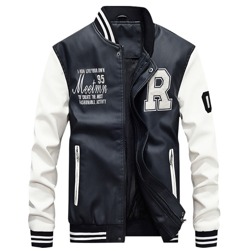 Men's Yellow PU Leather Casual jacket For University Outfit