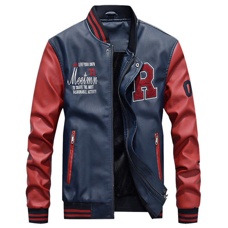Men's Yellow PU Leather Casual jacket For University Outfit