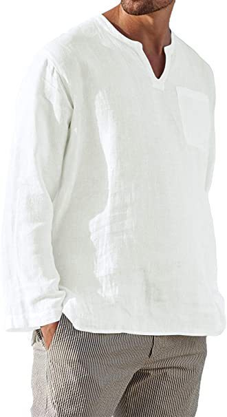 Men's Stylish Acetate Fibre Long Sleeve V-neck Shirt