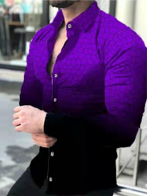 Youth Long Sleeve Shirt Casual Slim Fit Men European & American Fashion