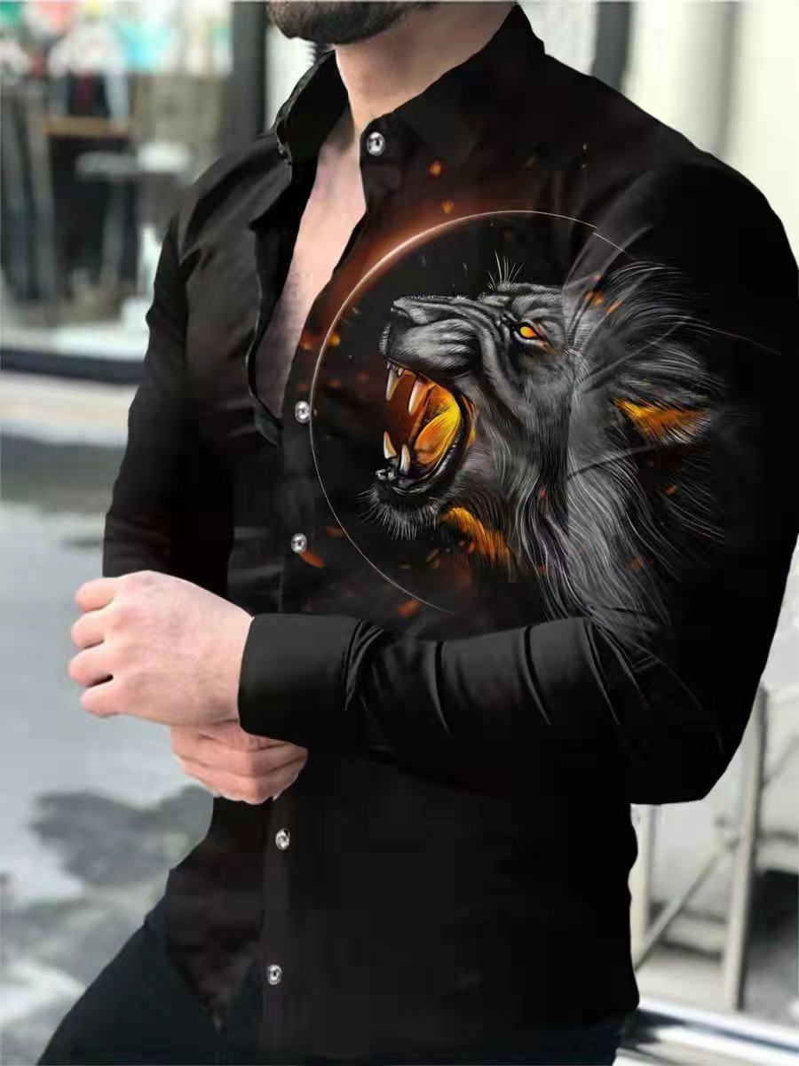 Youth Long Sleeve Shirt Casual Slim Fit Men European & American Fashion