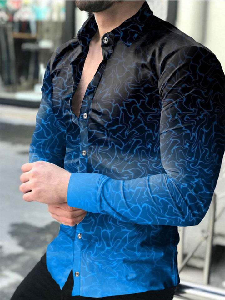Youth Long Sleeve Shirt Casual Slim Fit Men European & American Fashion