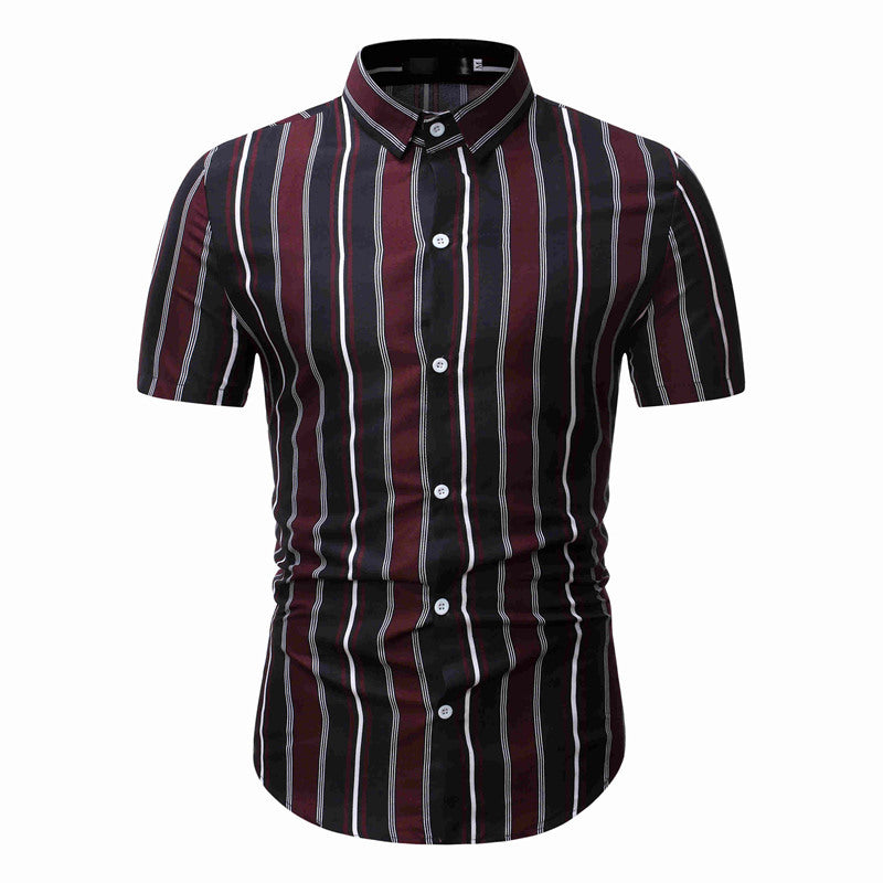 Men's Casual Striped Short Sleeve Shirt