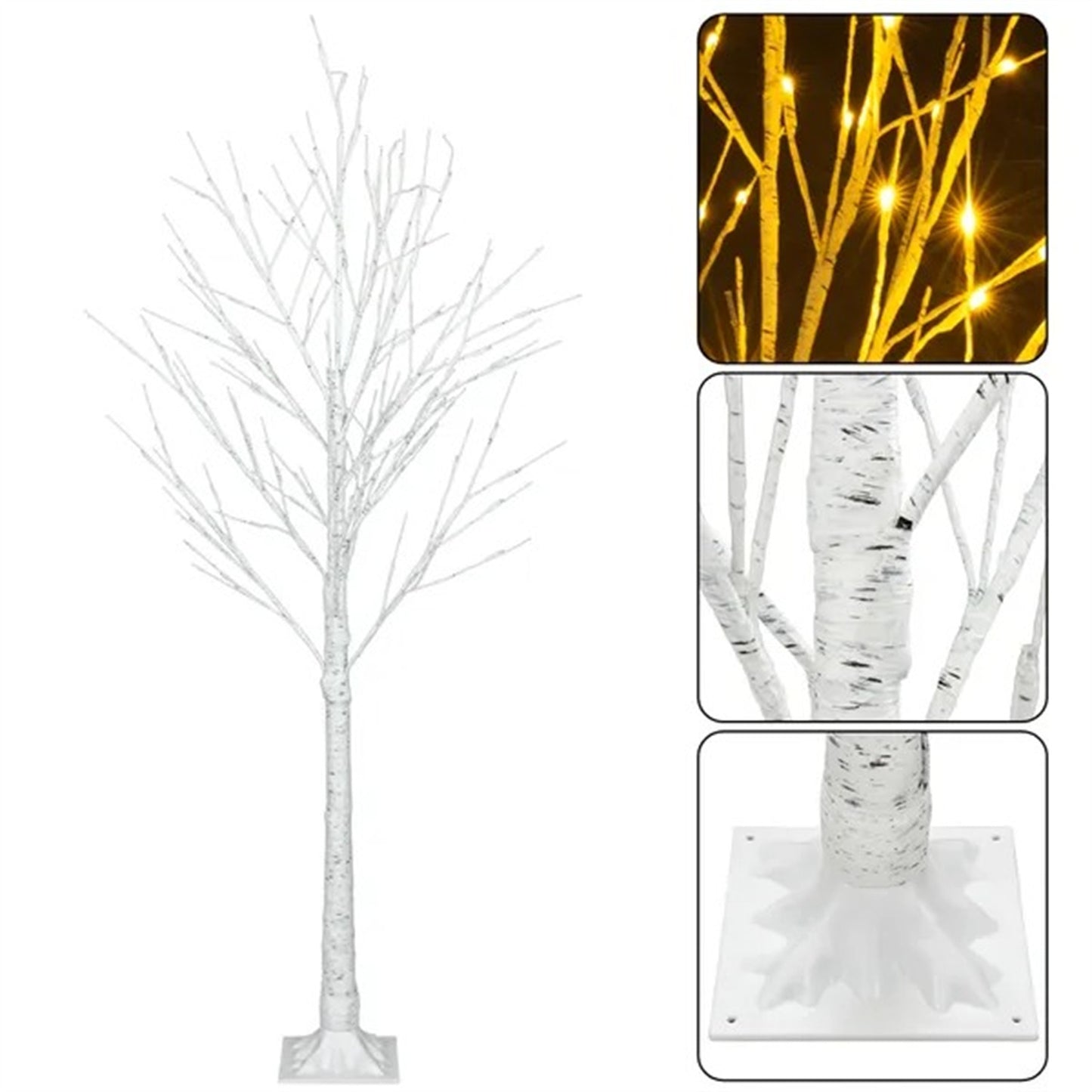 6 Feet 96 LED Lighted Birch Tree For Thanksgiving And Christmas Decor Home