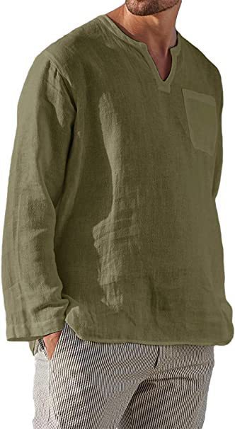 Men's Stylish Acetate Fibre Long Sleeve V-neck Shirt