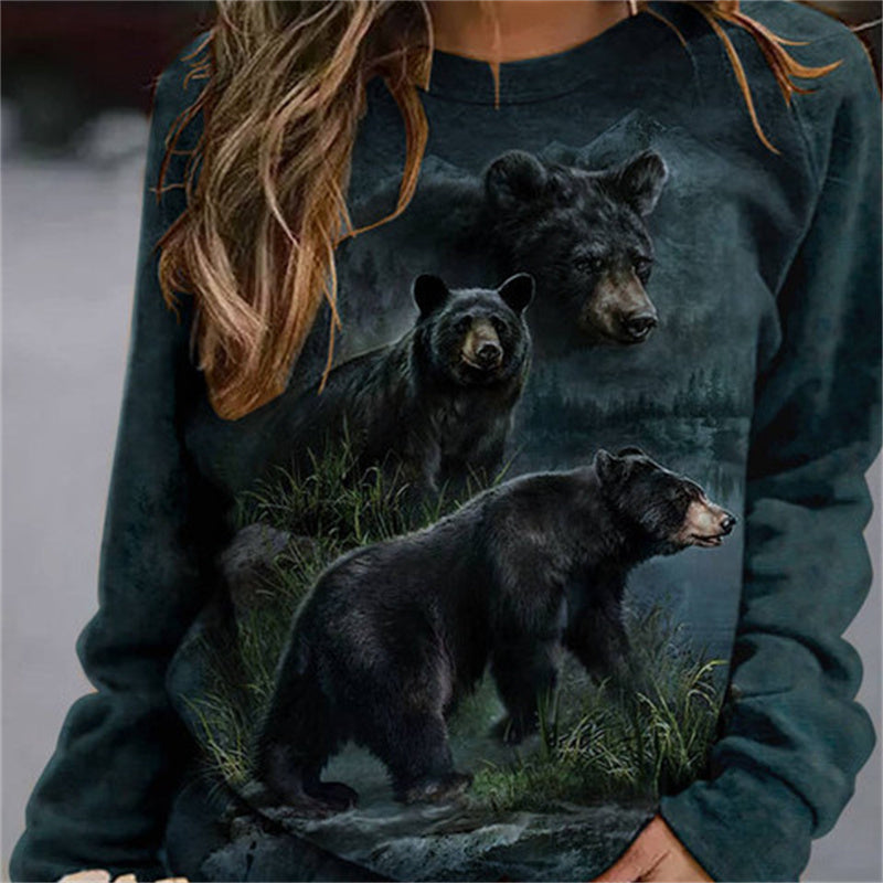 Women's Fashion Casual Print Round Neck Sweater
