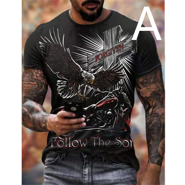 Men's T-shirt Car Highway Motorcycle Hip Hop For Summer