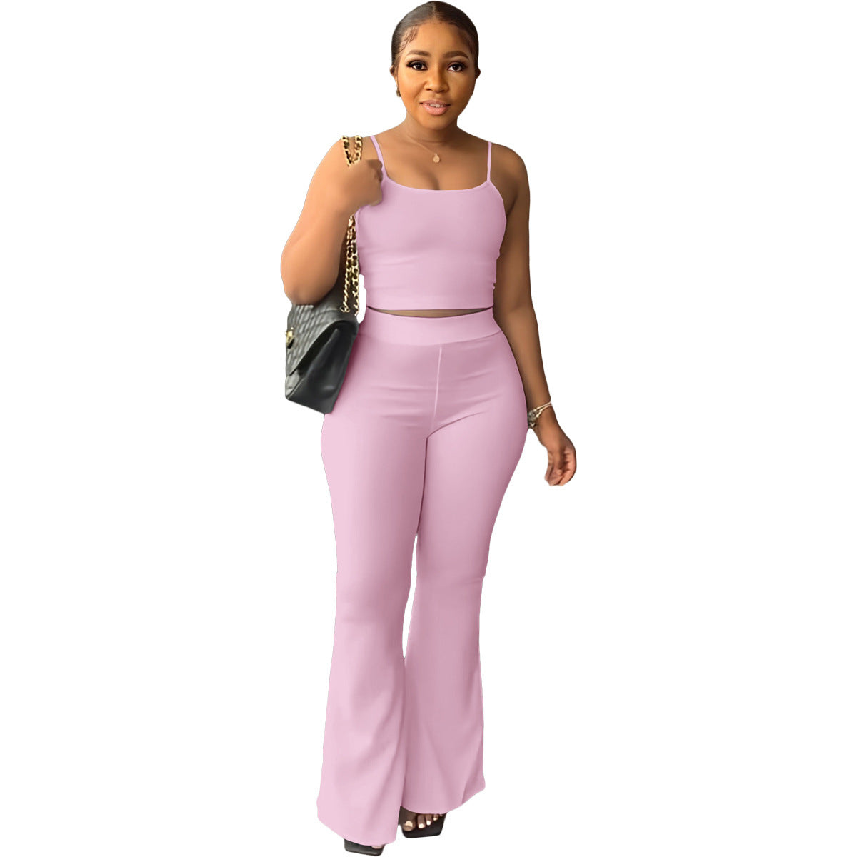 Women's Elegant Solid Color Sling Bell-bottom Pants Simple