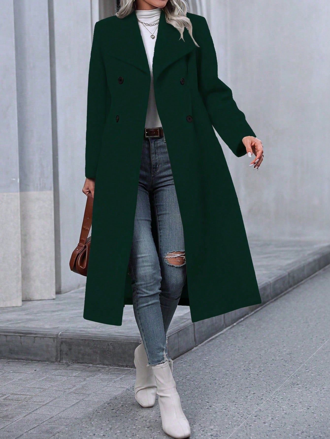 Long-sleeve Faux Wool Long Women's Coat. | Minimalist And Fashionable