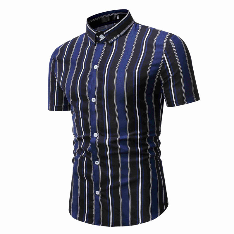 Men's Casual Striped Short Sleeve Shirt