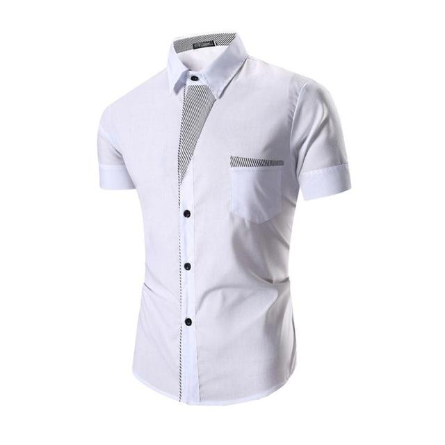 Men Short Sleeve Button Shirt | Black, Navy, Red And White