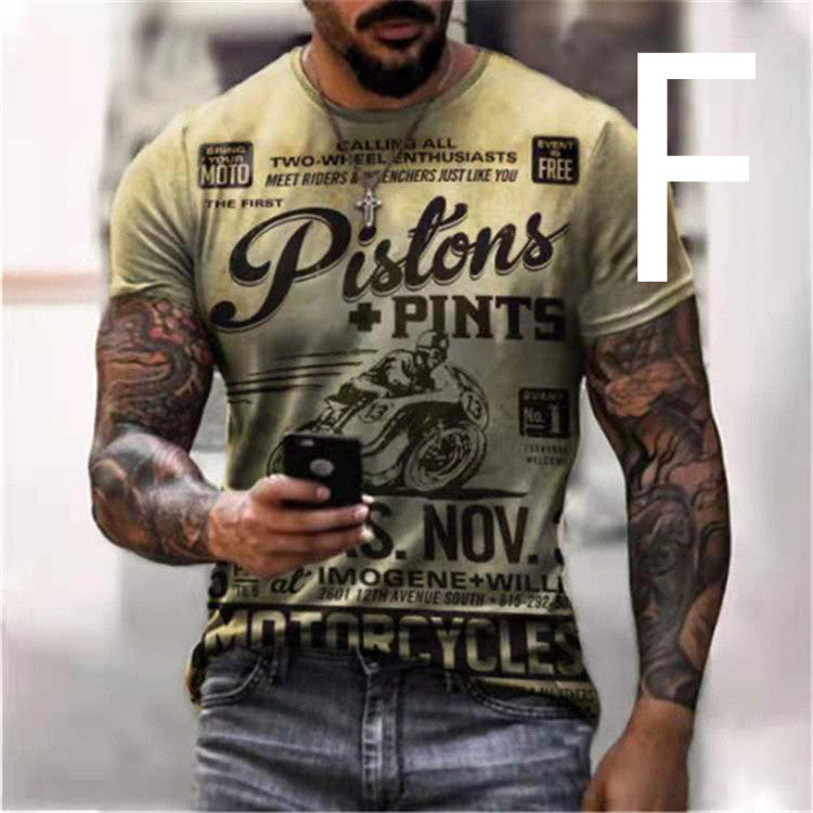 Men's T-shirt Car Highway Motorcycle Hip Hop For Summer
