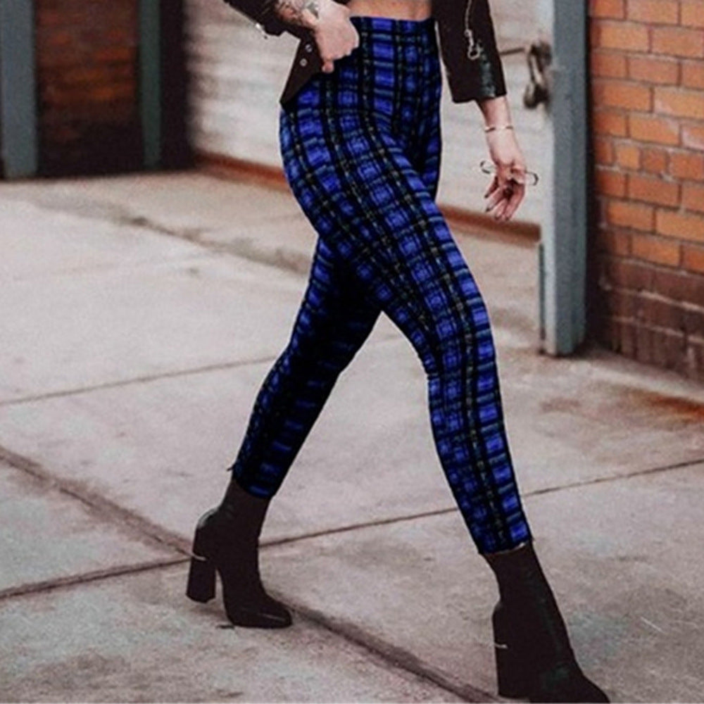 Women's Plaid Leggings Pants | Straight Type Pants