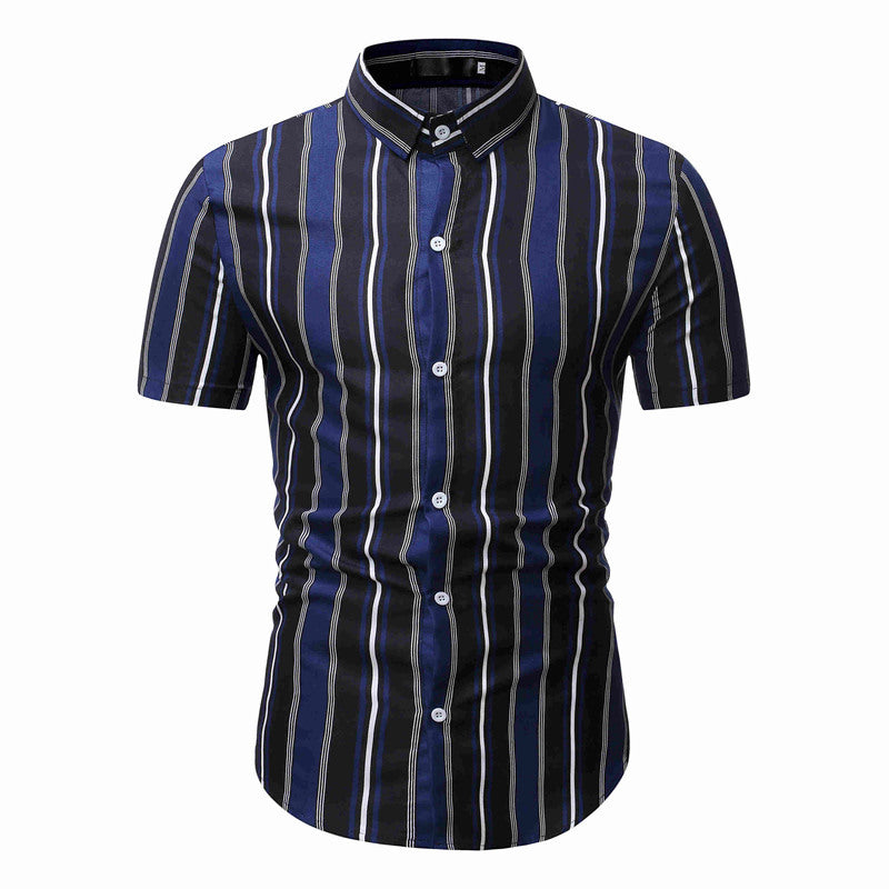 Men's Casual Striped Short Sleeve Shirt