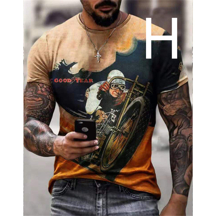 Men's T-shirt Car Highway Motorcycle Hip Hop For Summer