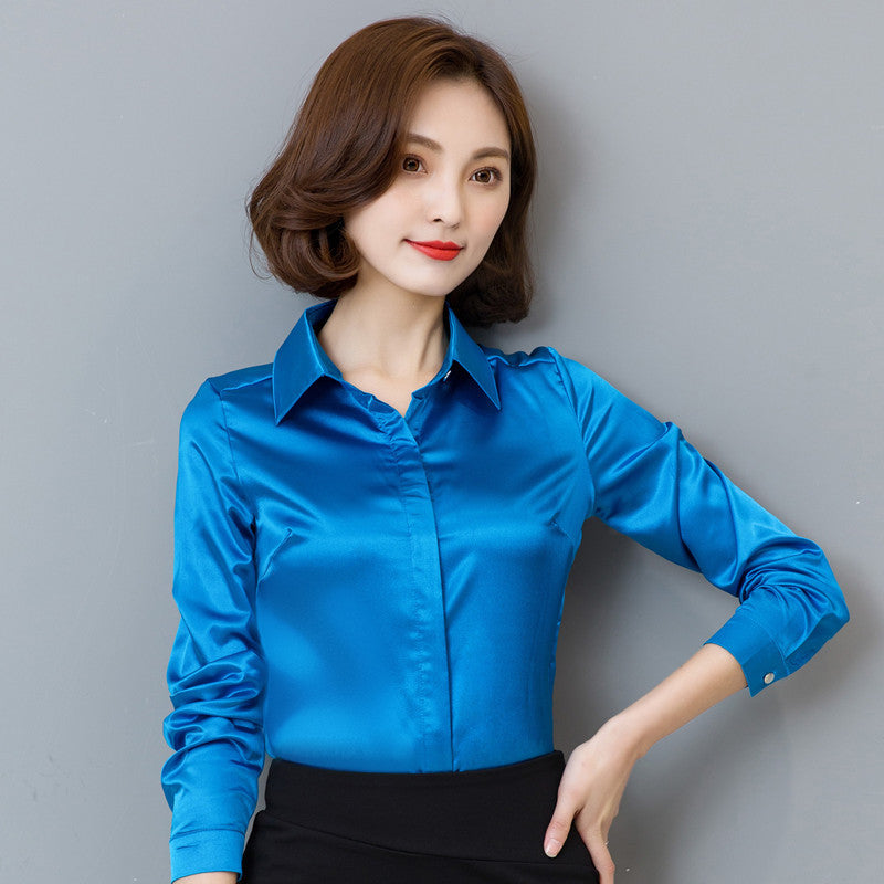 Simulated Silk Long-sleeved Shirt Fashion Casual Business Wear