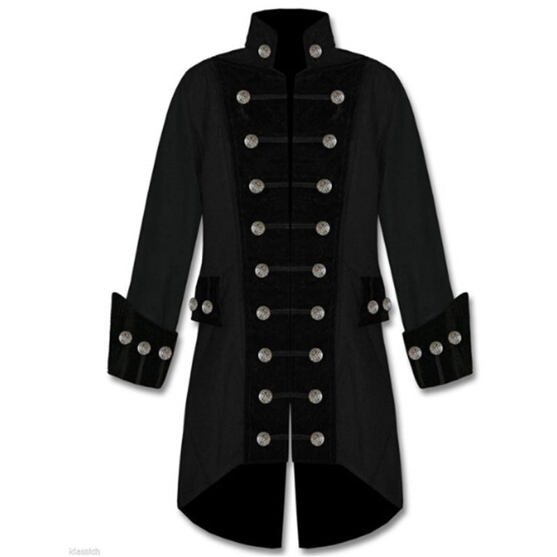 Men's colorful, vintage steampunk coat. Red and black.