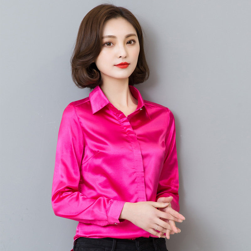 Simulated Silk Long-sleeved Shirt Fashion Casual Business Wear