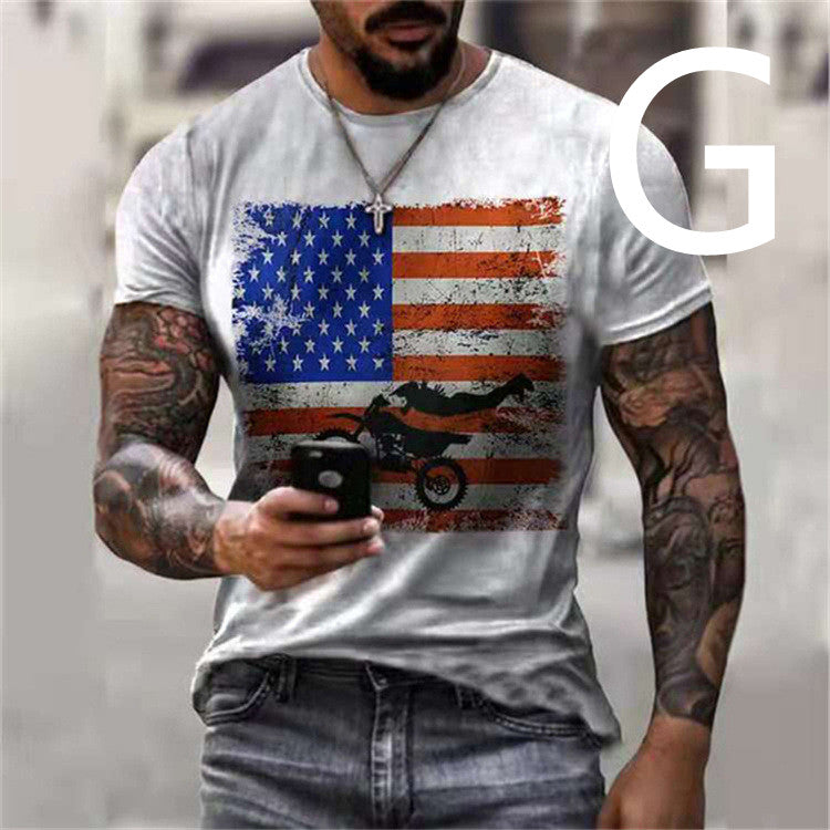 Men's T-shirt Car Highway Motorcycle Hip Hop For Summer