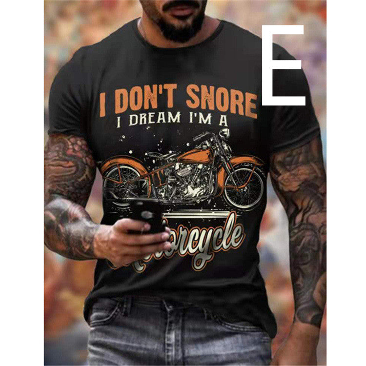 Men's T-shirt Car Highway Motorcycle Hip Hop For Summer