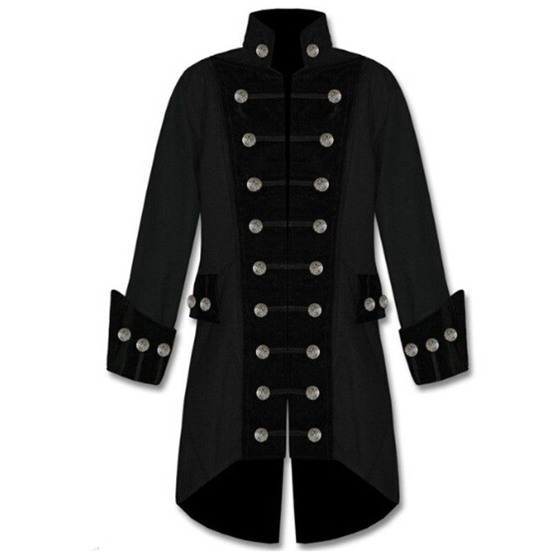 Men's colorful, vintage steampunk coat. Red and black.