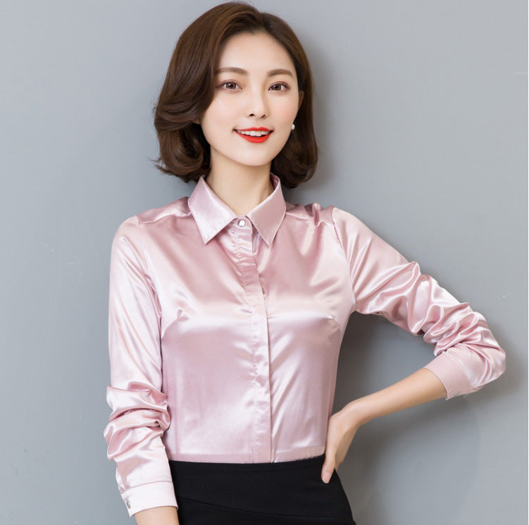 Simulated Silk Long-sleeved Shirt Fashion Casual Business Wear
