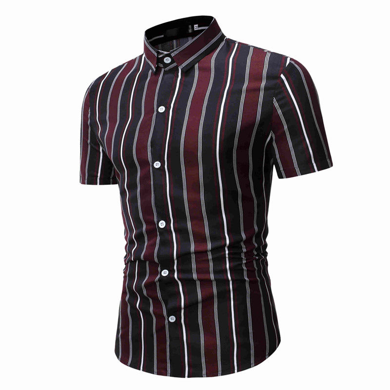 Men's Casual Striped Short Sleeve Shirt