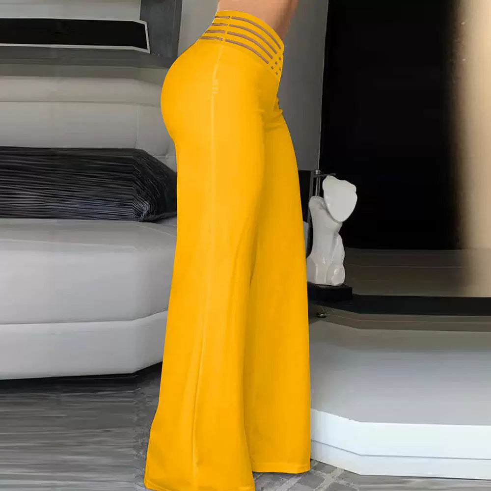 Women’s High-Waist Wide-Leg Pants – Ribbon Tie Elegant Trousers